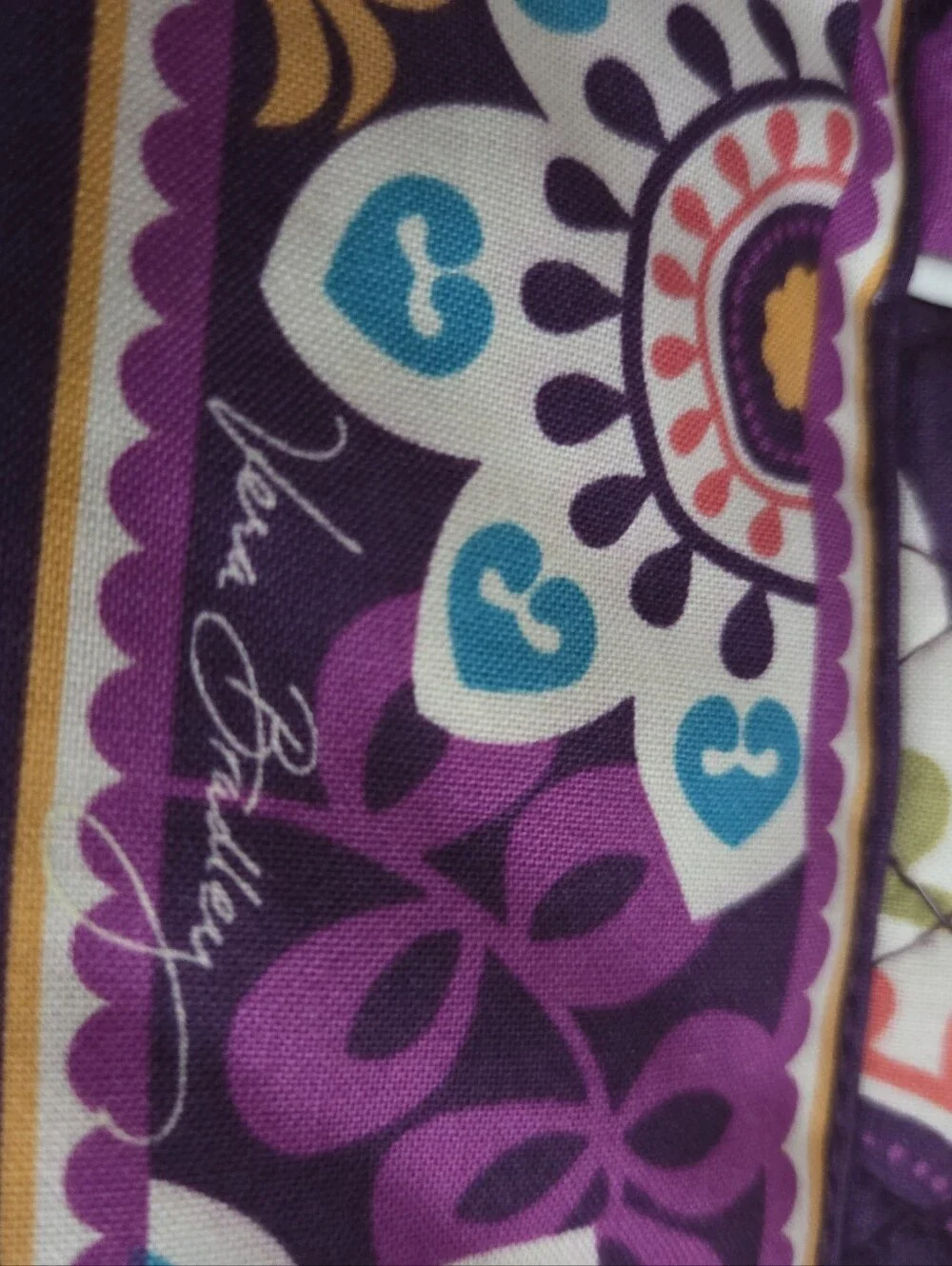 Vera Bradley Purple Multi-Color Quilted Floral Frame Satchel
